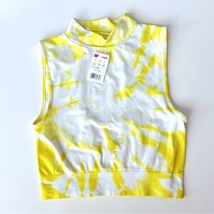 🆕 Vibrant White and Yellow Tie-Dye Crop Top